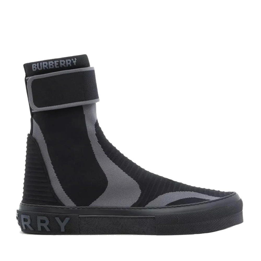 Burberry Knitted Stretch Nylon Sub High-Top Sneakers Ankle Boots Size 12 New